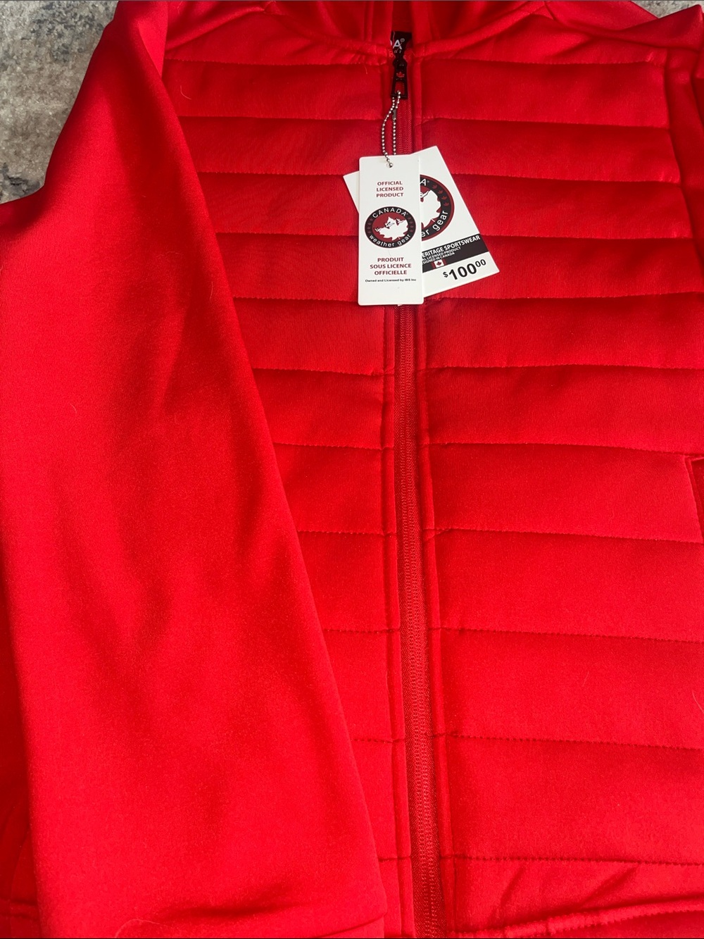 Women’s Red Quilted Bomber Hoodie Jacket - Picture 3 of 5